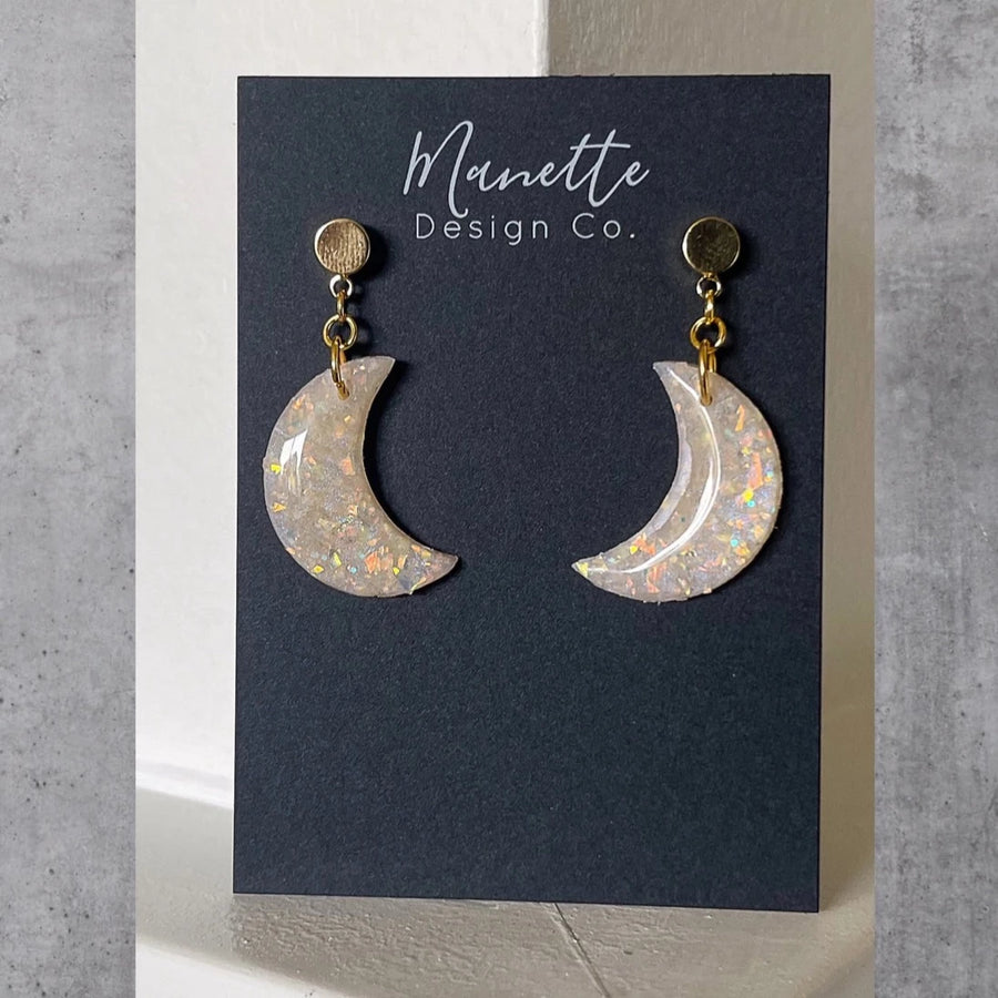 Opal Moon Earrings