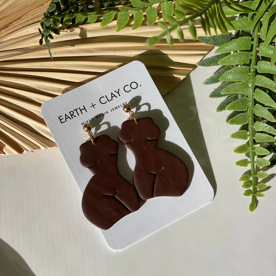 Curvy Body Clay Earrings - Cocoa