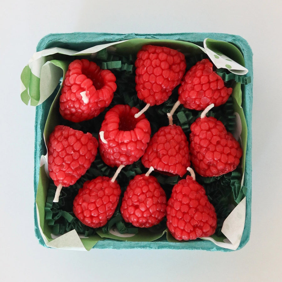 Beeswax Raspberry Birthday Candles - 10 Count