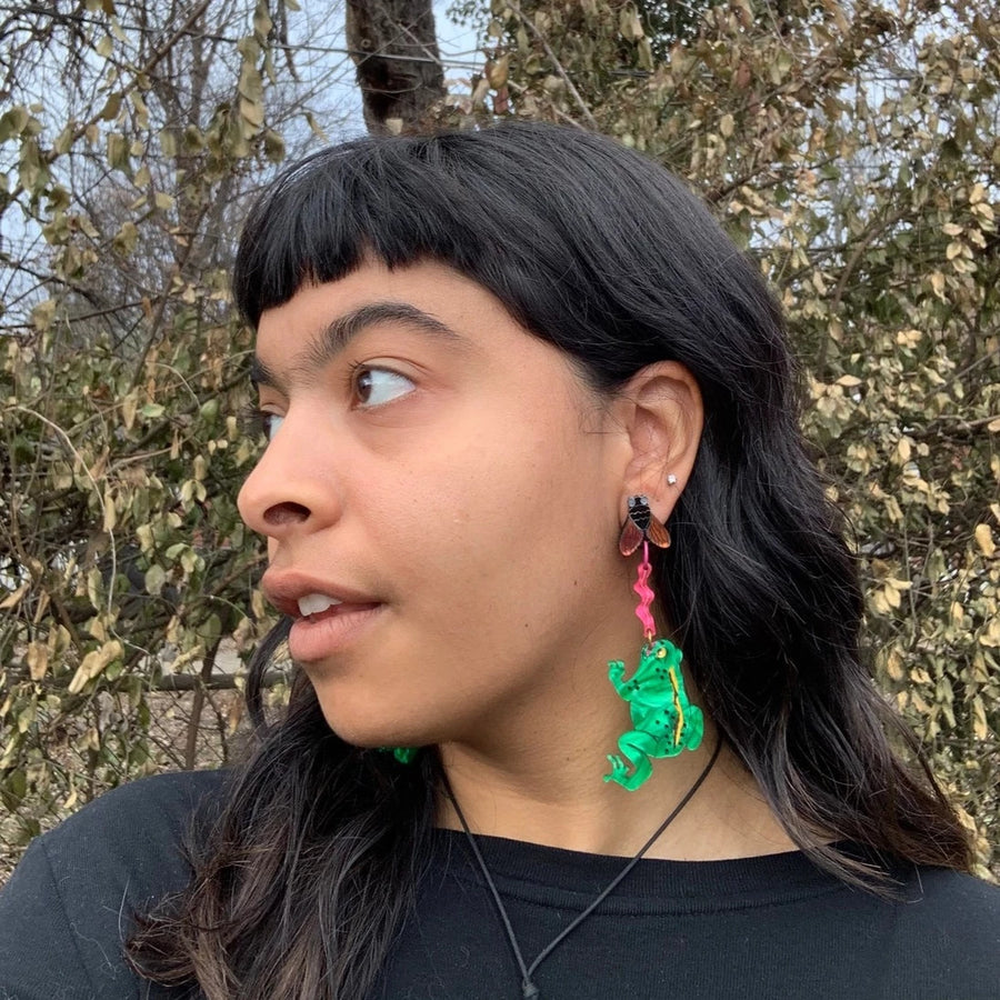 Animal Kingdom Frog + Fly Earrings