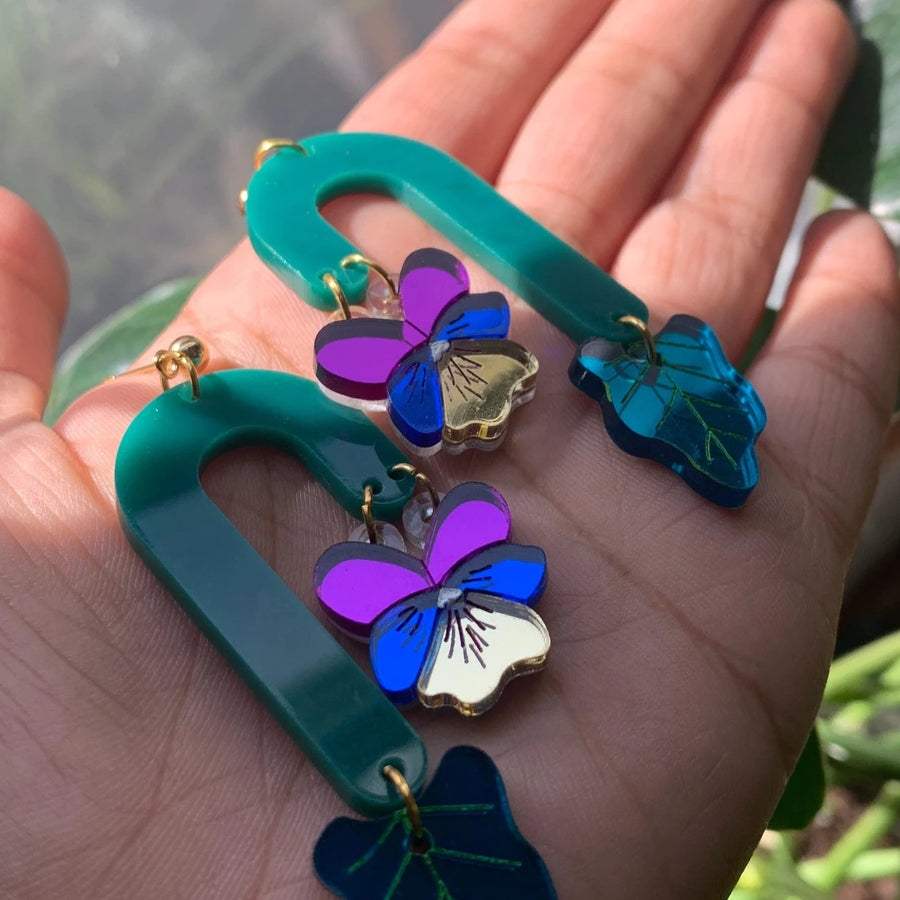 Abstract Violets Earrings