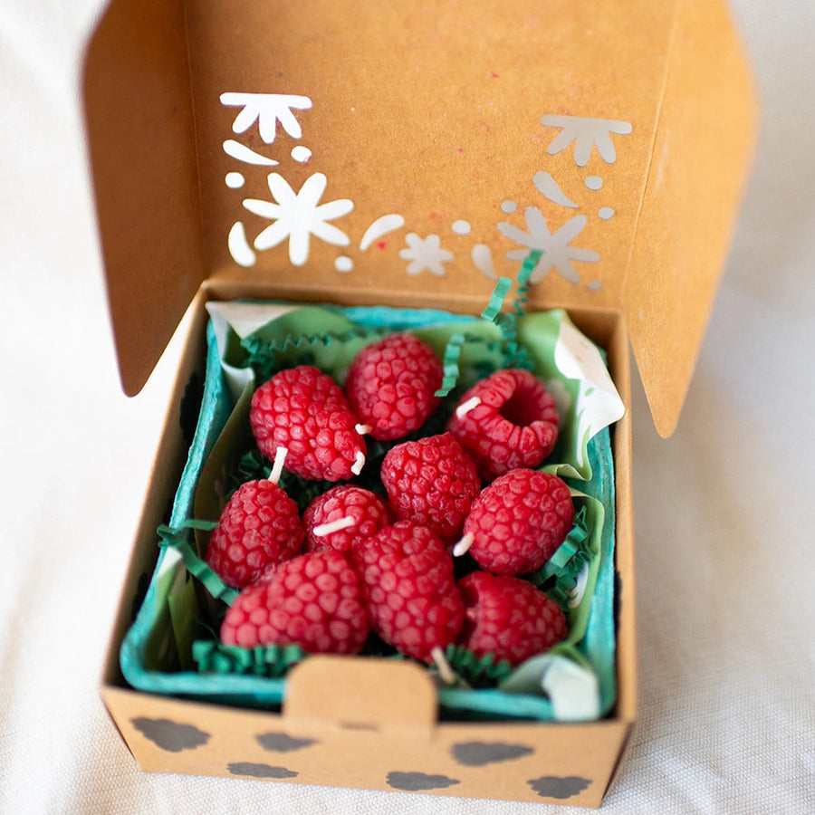 Beeswax Raspberry Birthday Candles - 10 Count