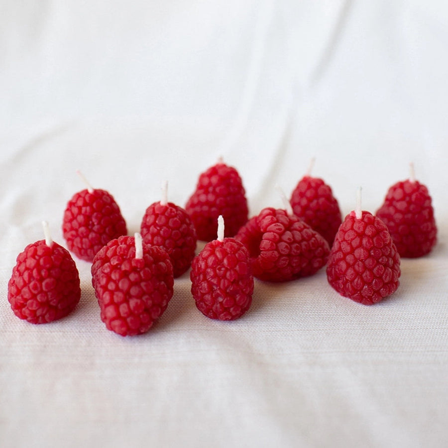 Beeswax Raspberry Birthday Candles - 10 Count