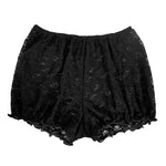 Black lace shorts on a white background