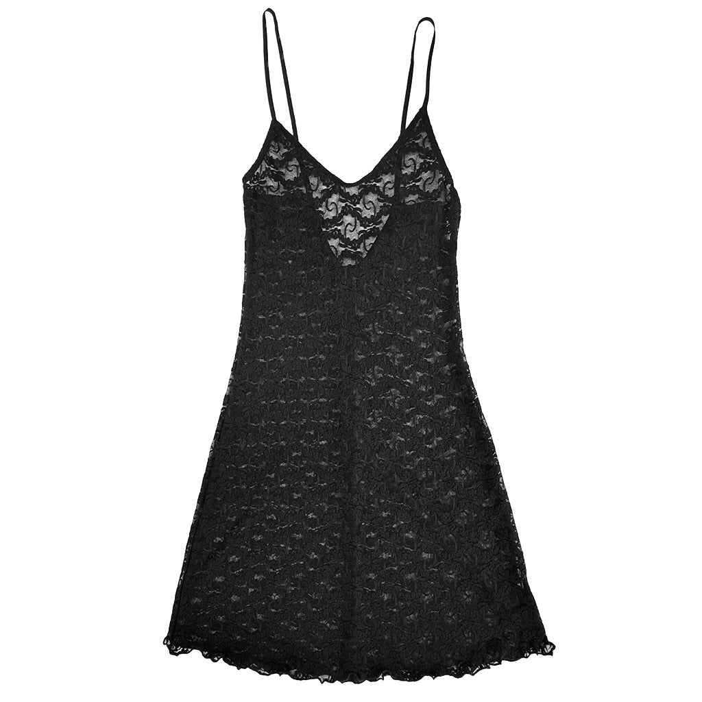 Black lace nightgown on a white background