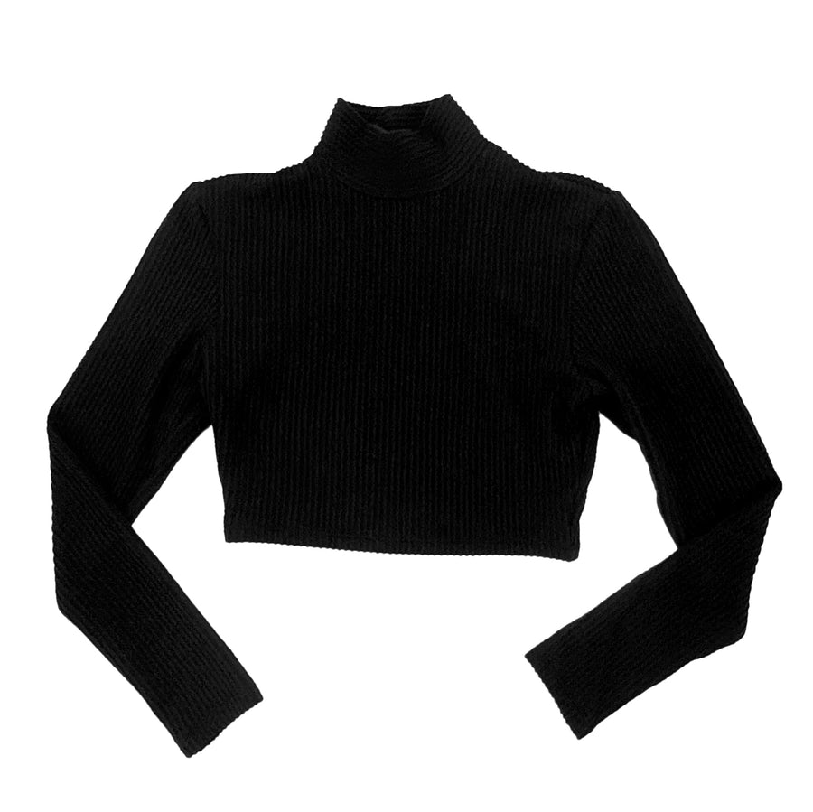 Ribbon Knit Mock Neck