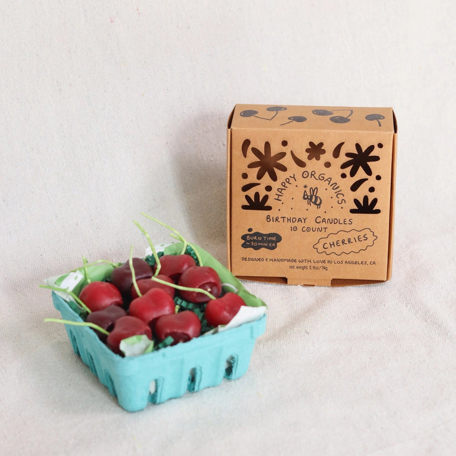 Beeswax Cherry Birthday Candles - 10 Count