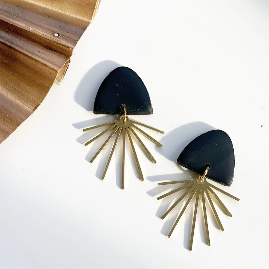 Mini Black Sunburst Earrings