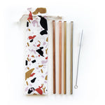 Terrazzo Print Reusable Metal Straw Set - Salix Intimates