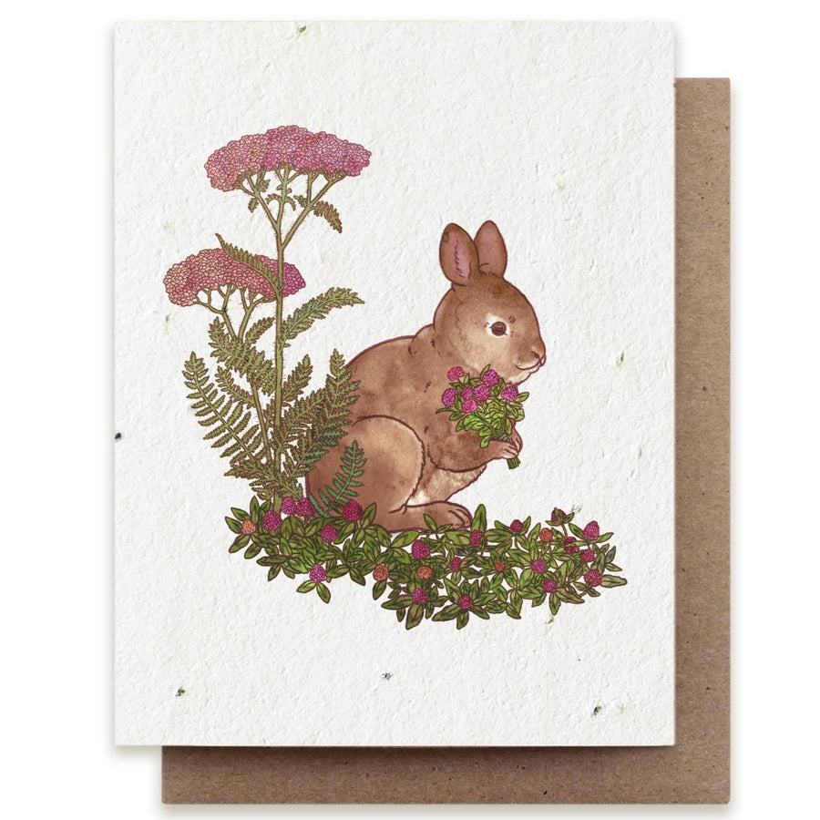 Rabbit Gathering Herbs Plantable Herb Seeded Card