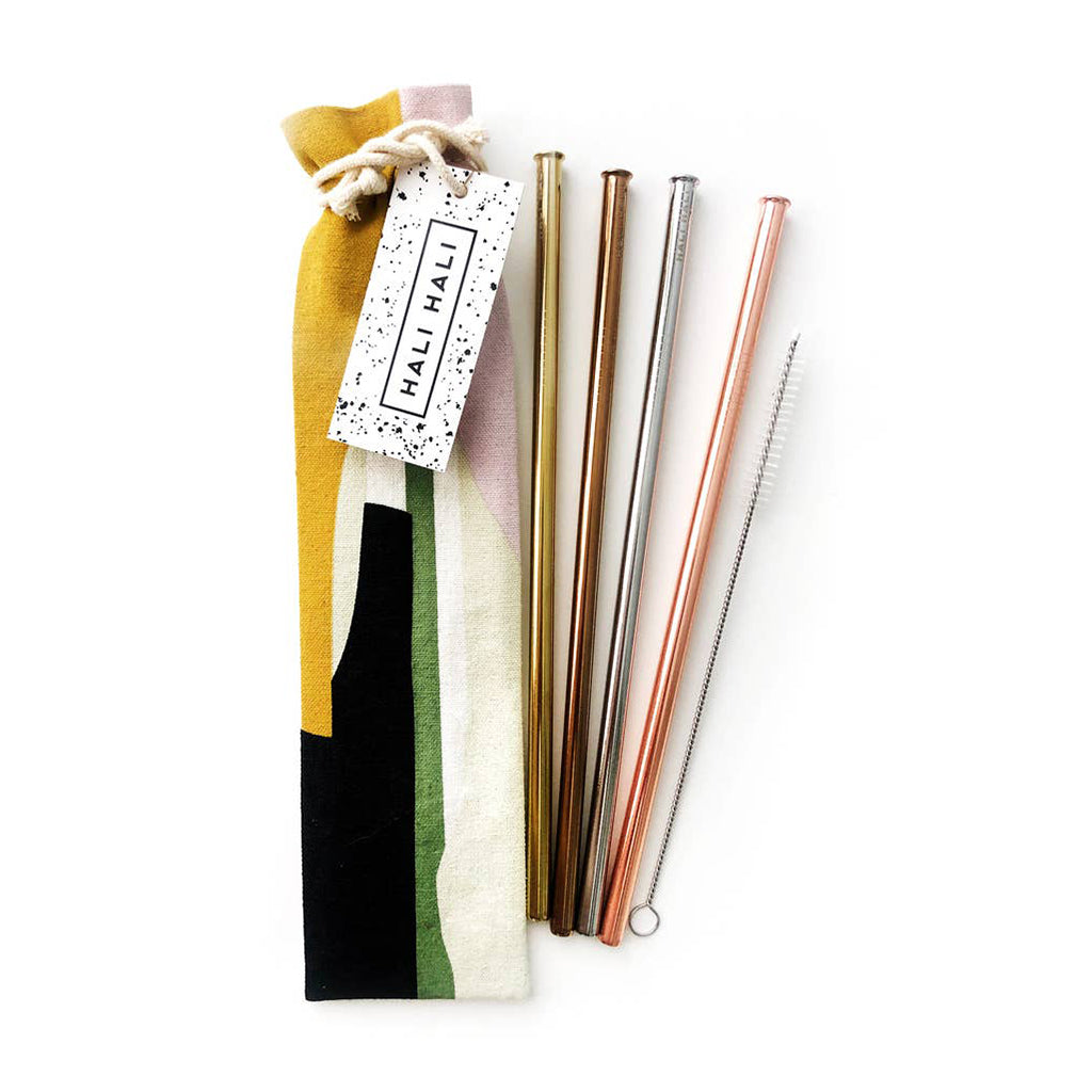 Blocks Printed Reusable Metal Straw Set - Salix Intimates