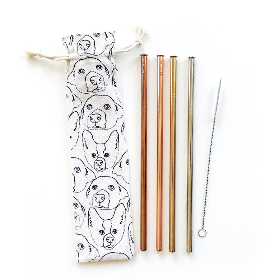 Love Your Dog Reusable Metal Straw Set - Salix Intimates